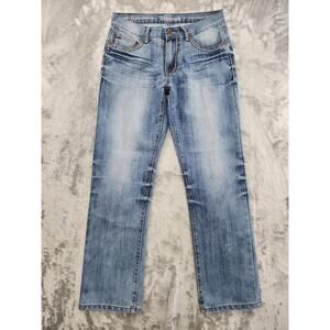 Departed Slim Straight Paseo Del Mar Jeans Size 32 x 30 Blue Stretch Denim Faded